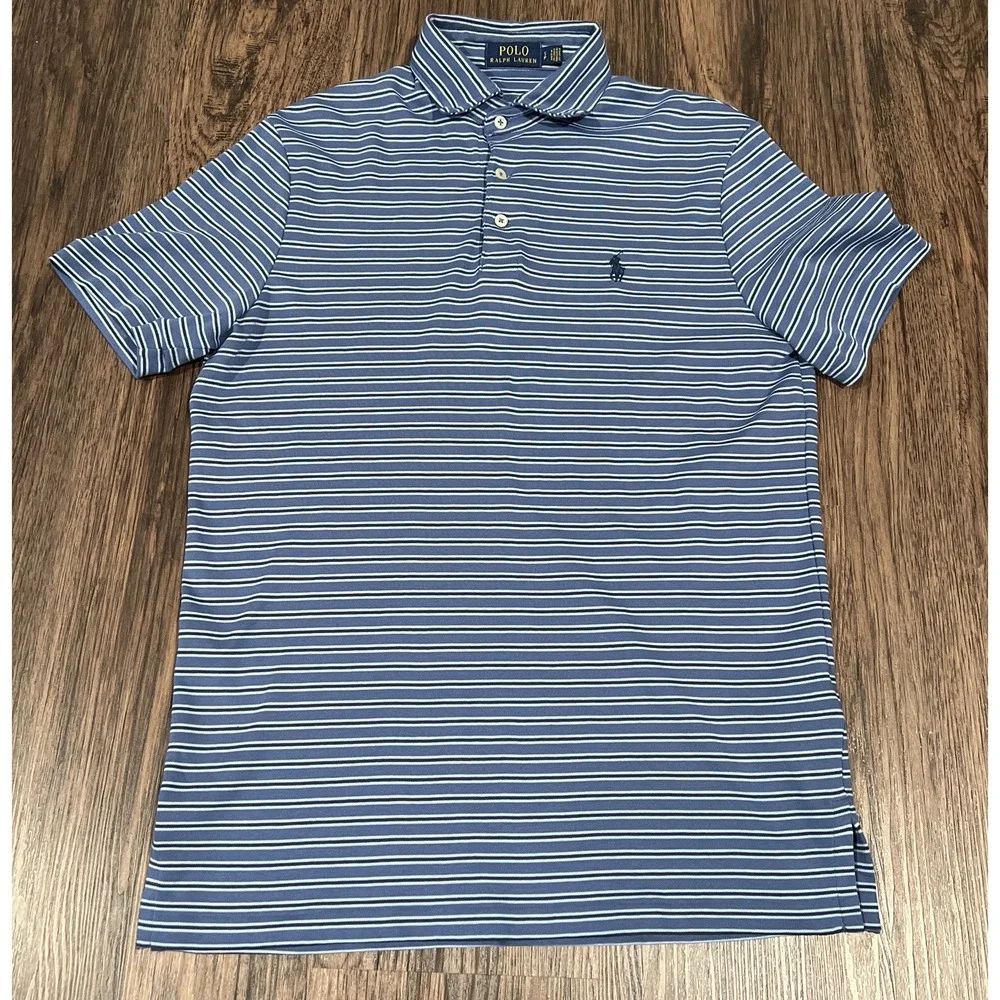 RALPH LAUREN Men's Blue Quarter Button Polo T-Shirt Size SP Great!!